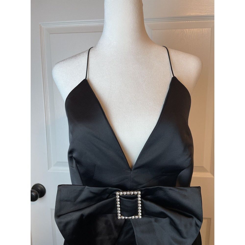 MNG Mango Women's Vestido‎ Cutie Mini Dress Size 8 NWT BLACK  Pockets Lace Up - Picture 8 of 14